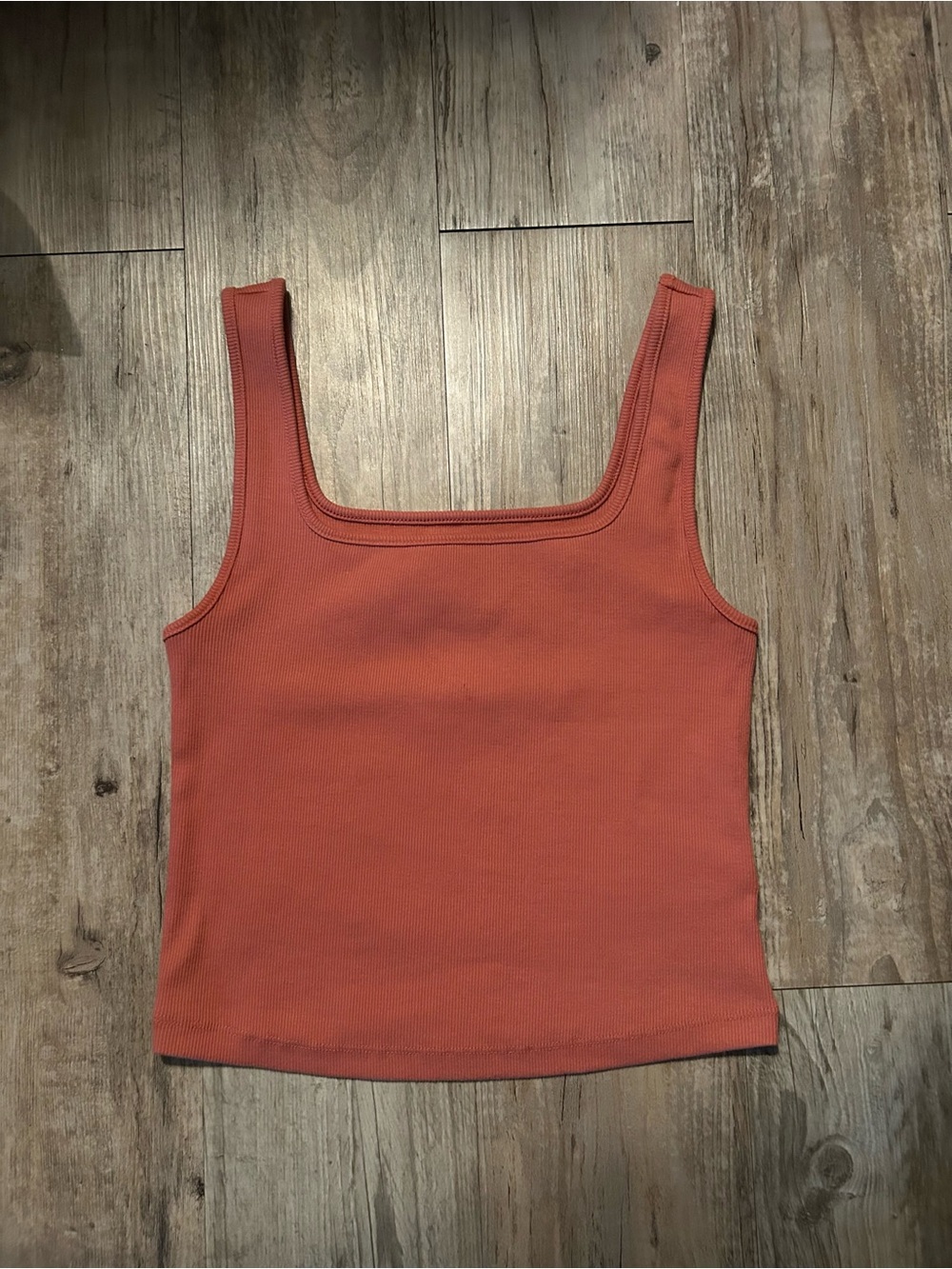 Old Navy Ribbed Square-Neck Tank Top - Coral Orange